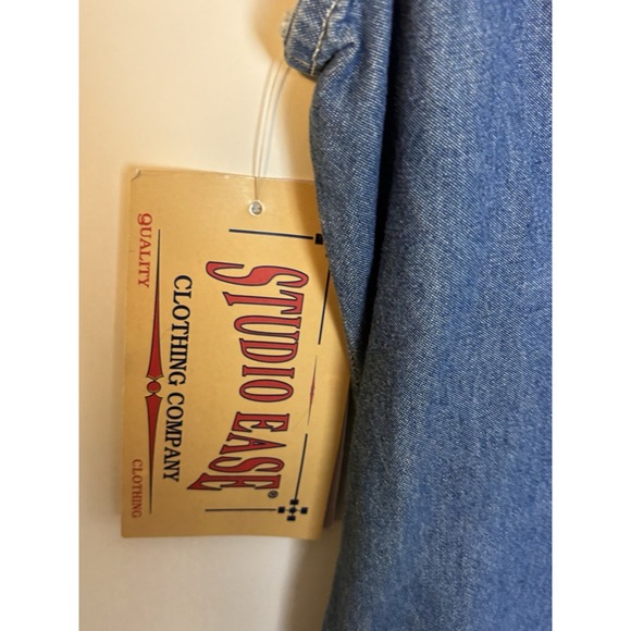 Studio Ease Vtg Jumper Denim Dress Size 12 Blue Modest 90s Button Front NWT - Picture 4 of 10